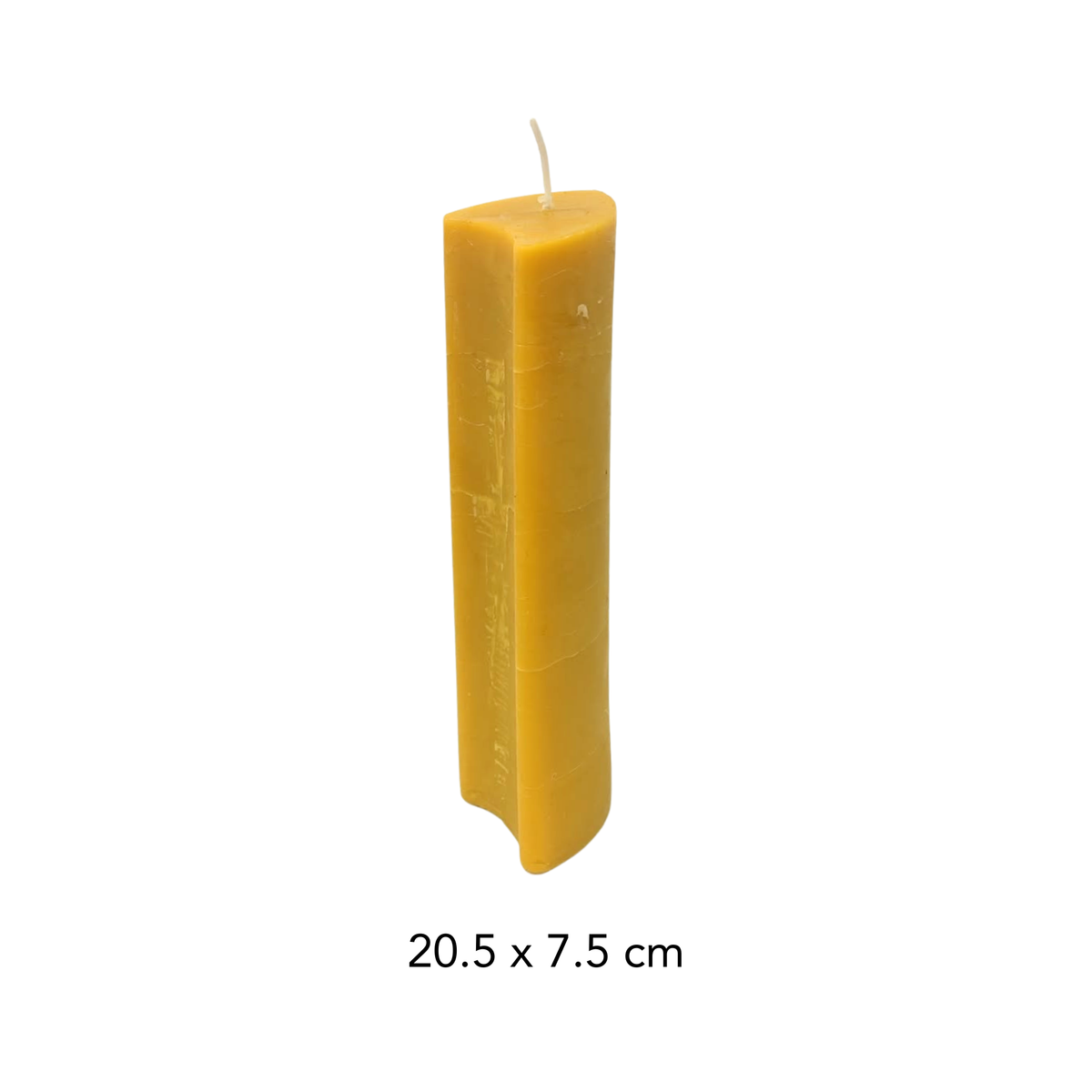 Compact, smooth candle with shield-shaped cross-section